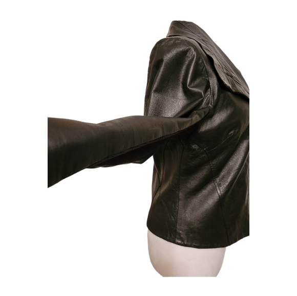 Arden B Luxe Leather Moto Style Asymmetrical Zipper Short Jacket Sz M EUC - Picture 4 of 9